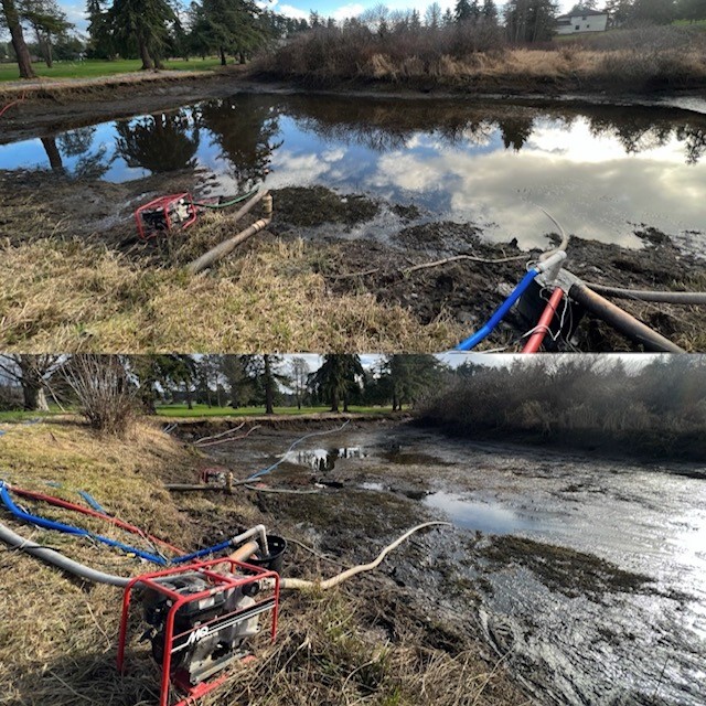 Draining the irrigation pond